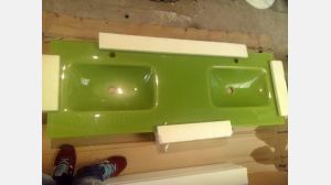 Lavatório WC Novo na Caixa com 2 Pias, suspenso 150x50cm vidro temperado