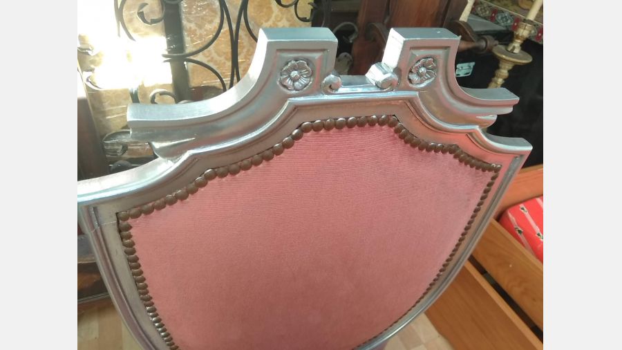 Cadeira Vintage cor Prata em Madeira